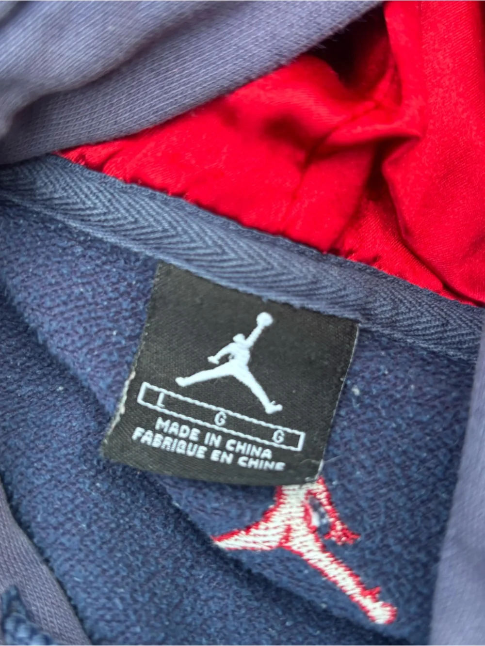 Jordan Men’s Blue Crewneck Hoodie with Red Air Jordan Logo